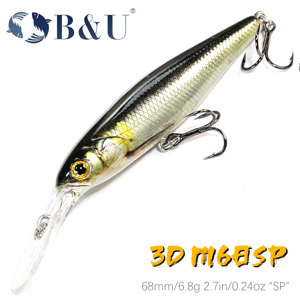 Fishing Lure Jerkbait - B&U 68mm 3D Printing Shad Suspending