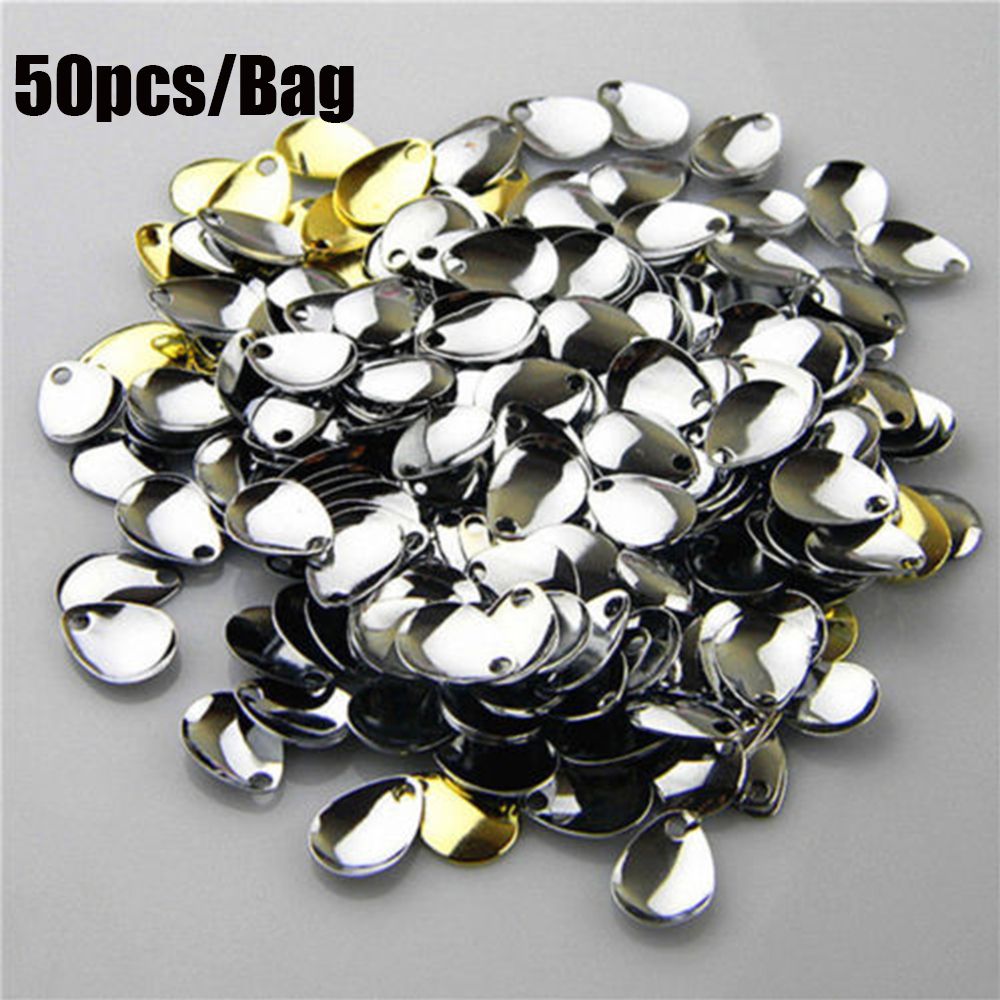 50PCS Silver Smooth Nickel Seq - Fishing Lure Spinner ulasan dan harga