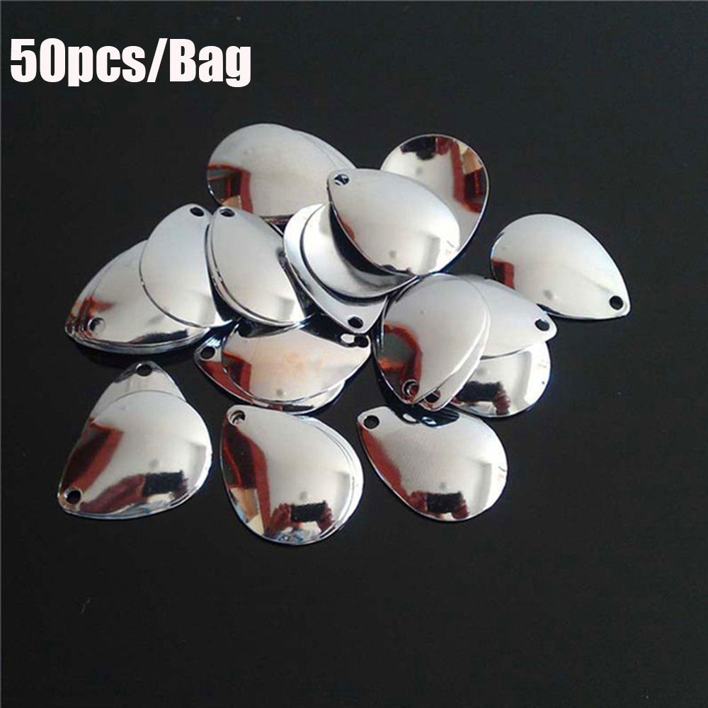50PCS Silver Smooth Nickel Seq - Fishing Lure Spinner ulasan dan harga